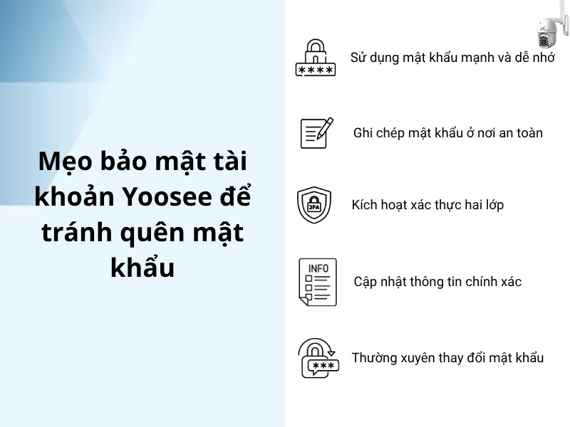 Mẹo bảo mật tài khoản Yoosee để tránh quên mật khẩu