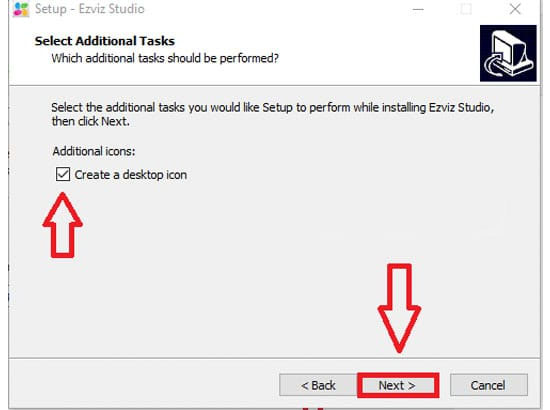 Chọn ô Create a desktop icon, rồi tiếp tục bấm Next.