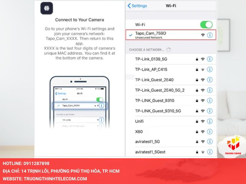 Đi đến phần cài đặt Wifi của điện thoại