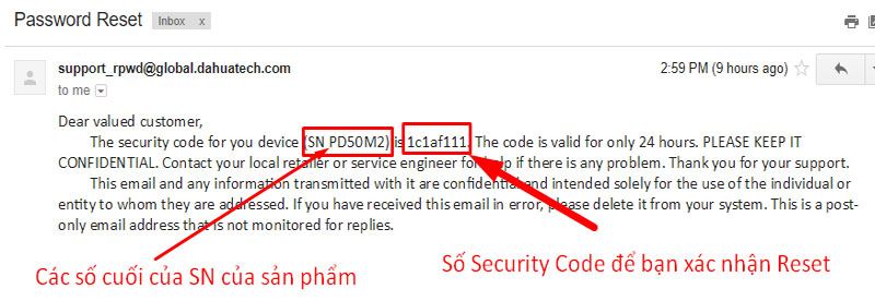 Kiểm tra email xem đã nhận được email hỗ trợ thông tin từ hãng chưa
