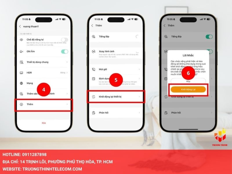 Nhấn Khởi động lại thiết bị
