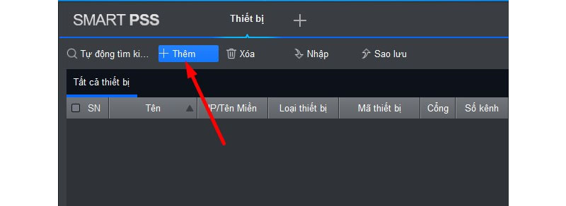 Tiến hành thêm thiết bị đầu ghi 