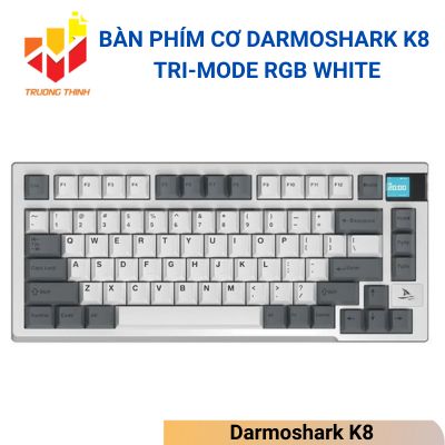 Bàn phím cơ Darmoshark K8 Tri-mode RGB White