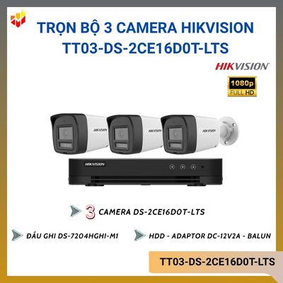 Trọn bộ 3 camera Hik TT03-DS-2CE16D0T-LTS 2MP