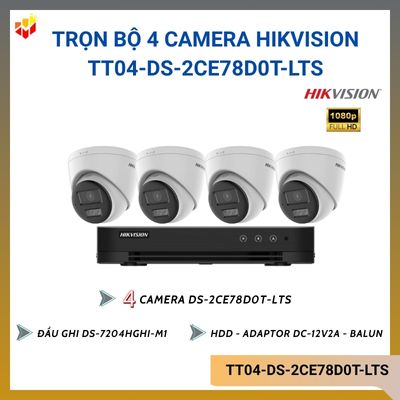 Trọn bộ 4 camera Hikvision TT04-DS-2CE78D0T-LTS