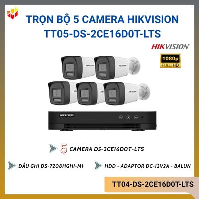 Trọn bộ 5 camera Hik TT05-DS-2CE16D0T-LTS