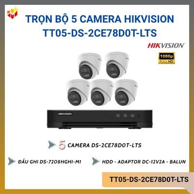 Trọn bộ 5 camera Hik TT05-DS-2CE78D0T-LTS 2MP giá rẻ