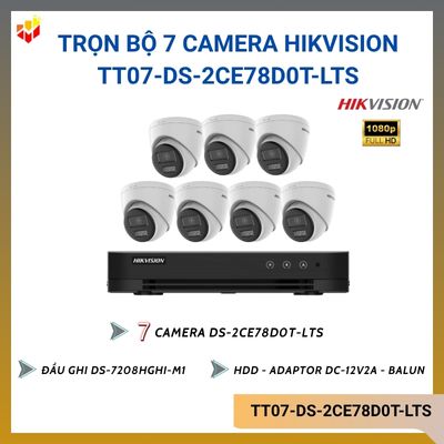 Lắp đặt trọn bộ 7 camera Hik TT07-DS-2CE78D0T-LTS HDTVI 2MP