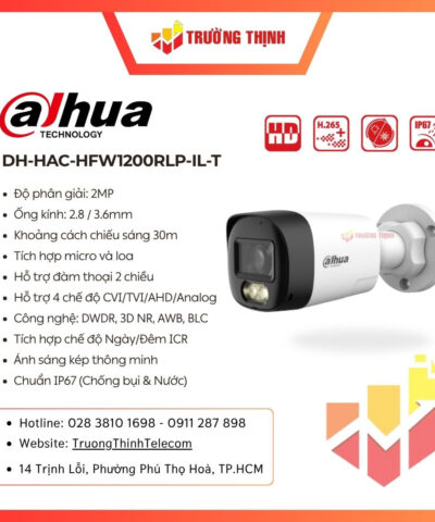 Camera HDCVI 2MP DAHUA DH-HAC-HFW1200RLP-IL-T