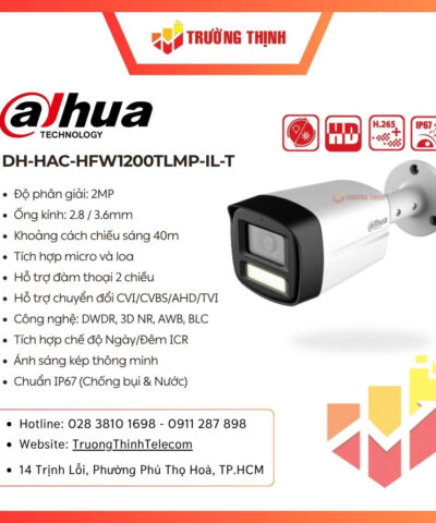 Camera HDCVI 2MP DAHUA DH-HAC-HFW1200TLMP-IL-T