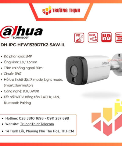 Camera Wifi 5MP DAHUA DH-IPC-HFW1539DTK2-SAW-IL