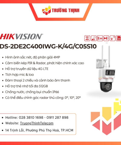 Camera Hikvision DS-2DE2C400IWG-K/4G/C05S10 IP PT 4G