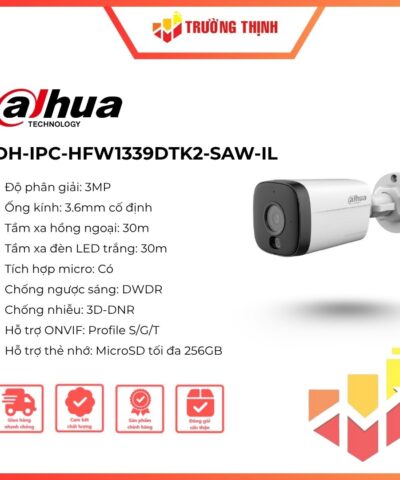 Camera IP Wifi DAHUA DH-IPC-HFW1339DTK2-SAW-IL 3MP