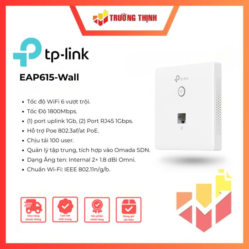 Access Point Wifi 6 Gắn Tường AX1800 TP-Link EAP615-Wall