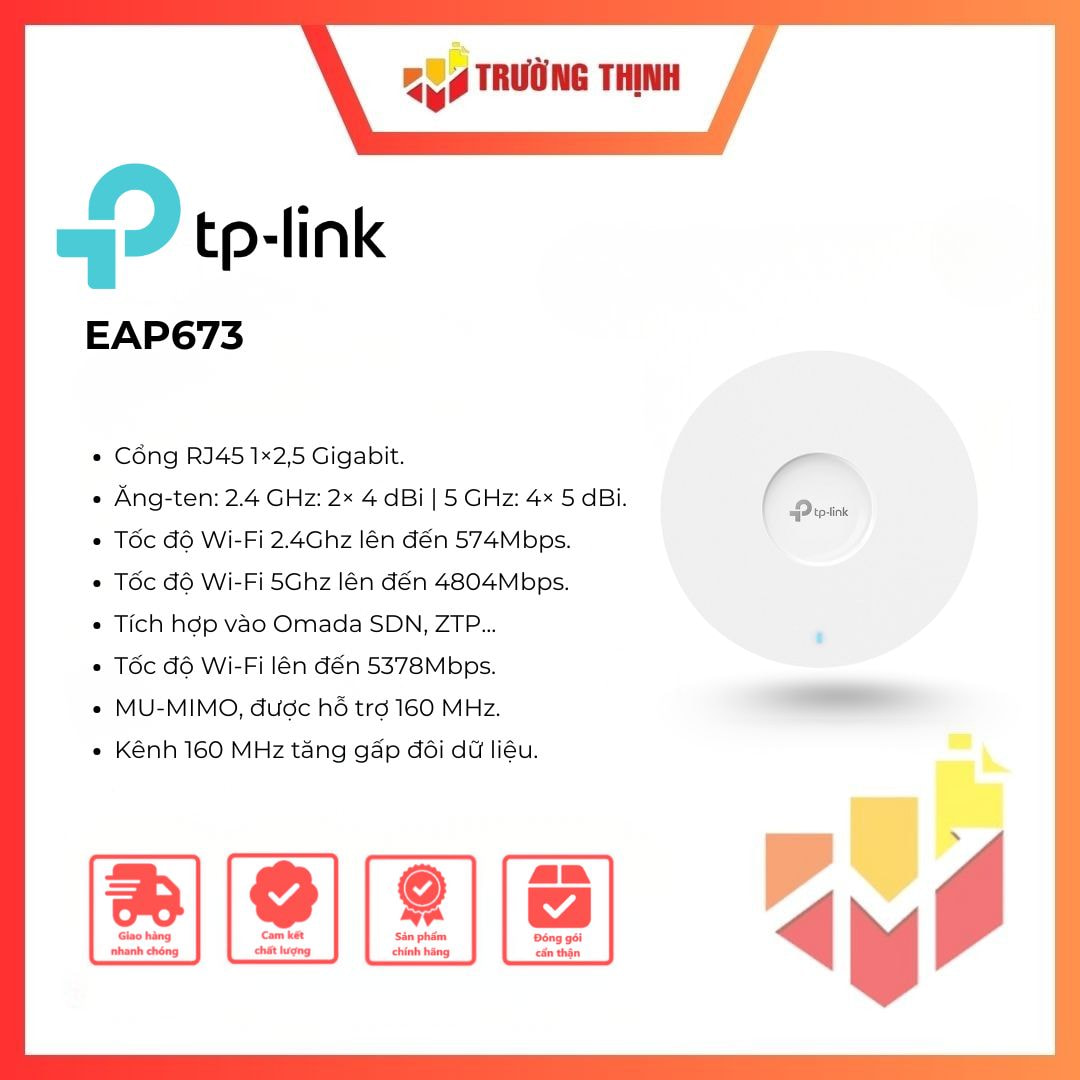 Access Point WiFi 6 gắn trần AX5400 TP-Link EAP673