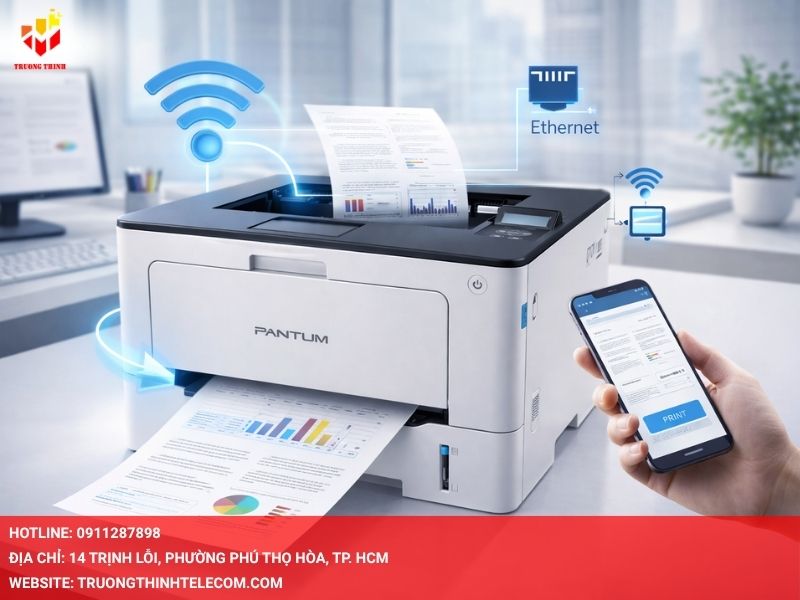 Kết nối đa dạng: WiFi, Ethernet và Mobile Printing