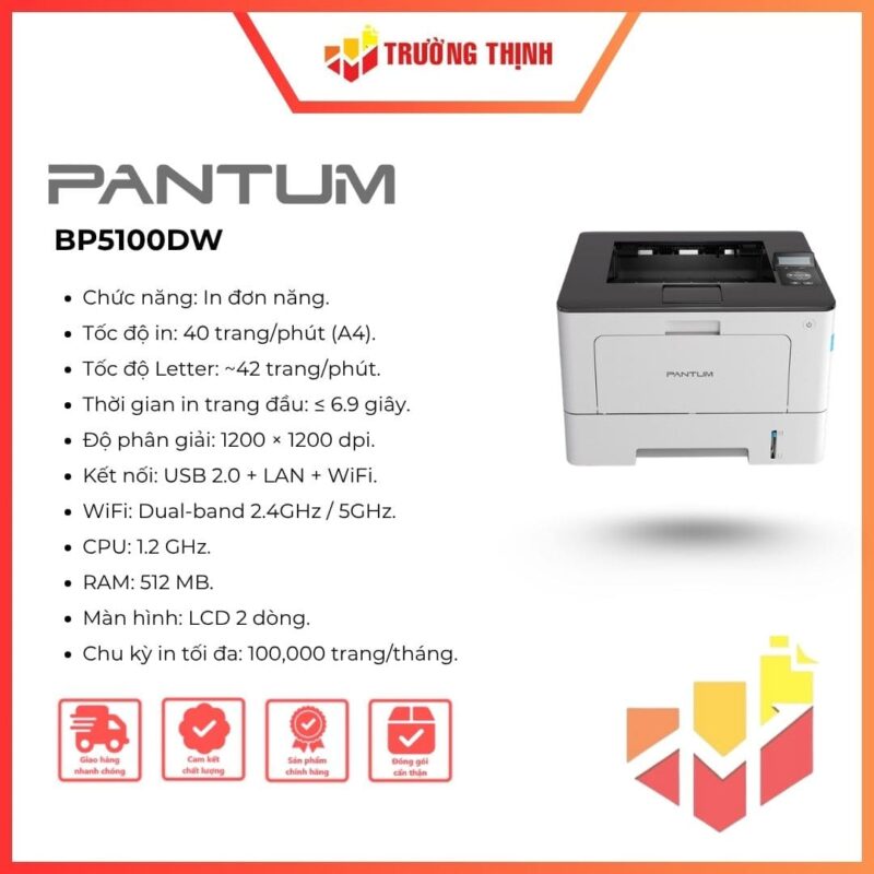 Máy in Laser đen trắng đảo mặt A4 Pantum BP5100DW Chính Hãng