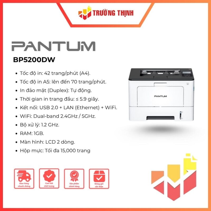 Máy in Laser đen trắng 2 mặt A4 Pantum BP5200DW Chính Hãng
