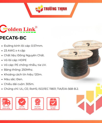 Cáp mạng Golden Link UTP CAT6 ngoài trời 305m PECAT6-BC