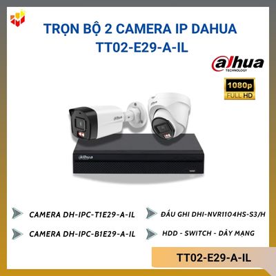 Trọn bộ 2 camera IP Dahua TT02-E29-A-IL Dome 2MP