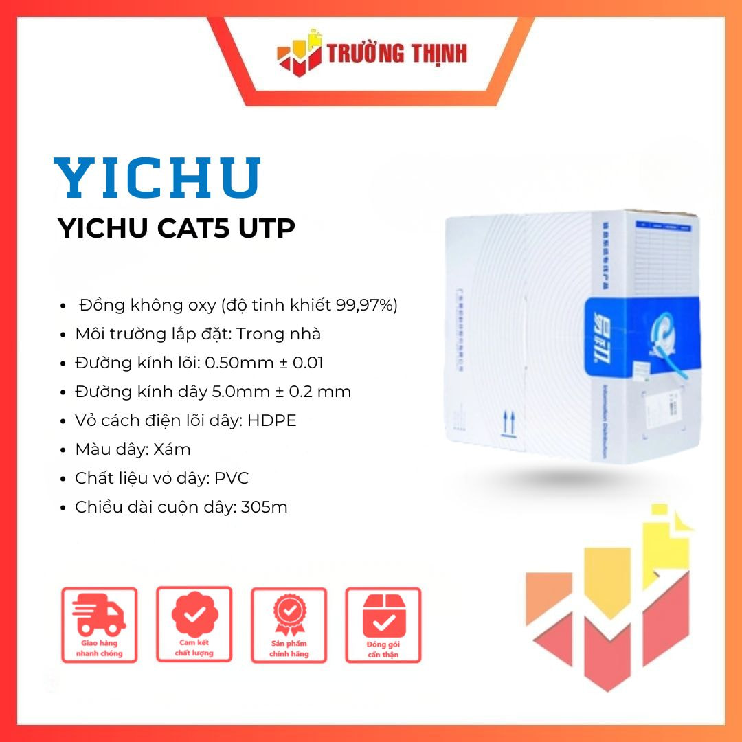 Cáp mạng YICHU CAT5 UTP 0.45MM lõi đồng 305m