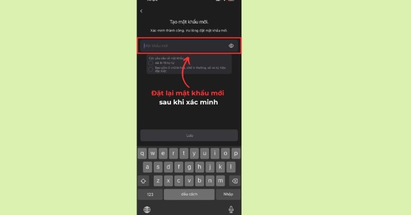 Tạo mật khẩu mới theo yêu cầu
