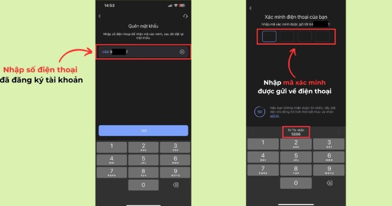 Nhập mã xác minh được gửi về điện thoại hoặc email đã đăng ký tài khoản camera