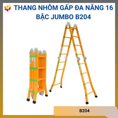 Thang nhôm gấp đa năng 16 bậc Jumbo B204