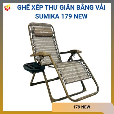 Ghế xếp thư giãn bằng vải màu đen Sumika 179 NEW