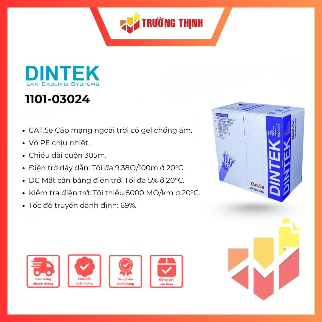 Cáp mạng ngoài trời có gel Dintek CAT.5e (1101-03024)