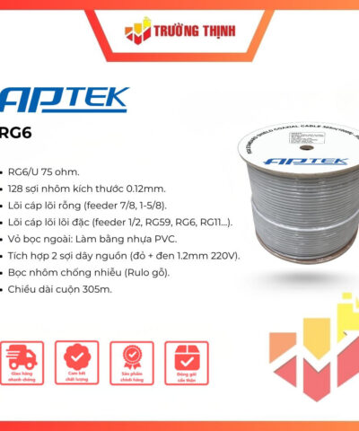 Cáp đồng trục kèm đôi dây nguồn APTEK RG6 - 305m giá tốt