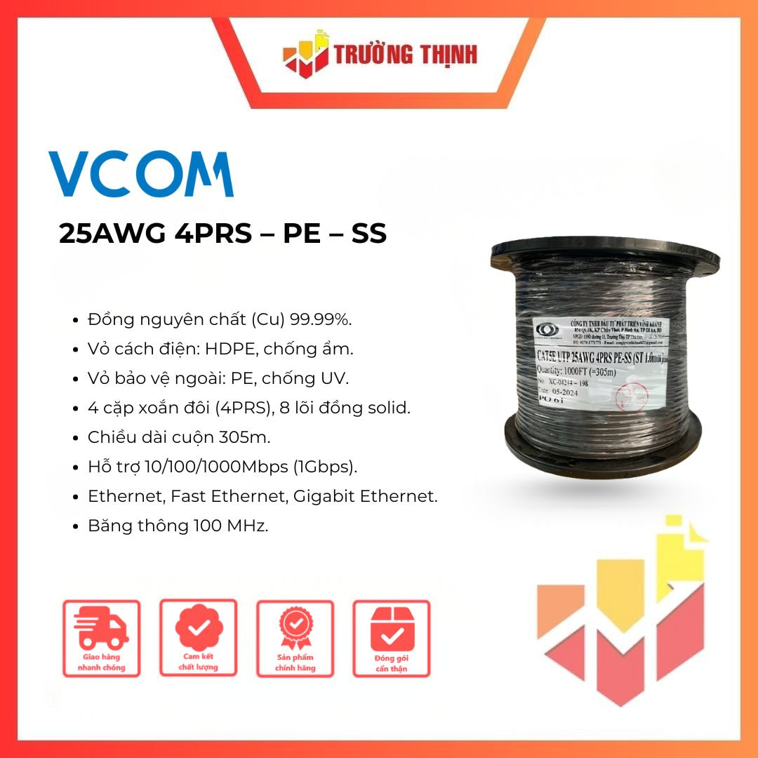 Cáp Lan CAT5E UTP 25AWG 4PRS - PE - SS (St1.0mm) L525002