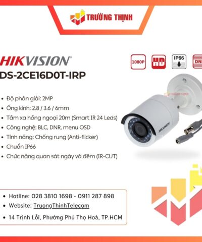 Camera HDTVI 2MP Hikvision DS-2CE16D0T-IRP