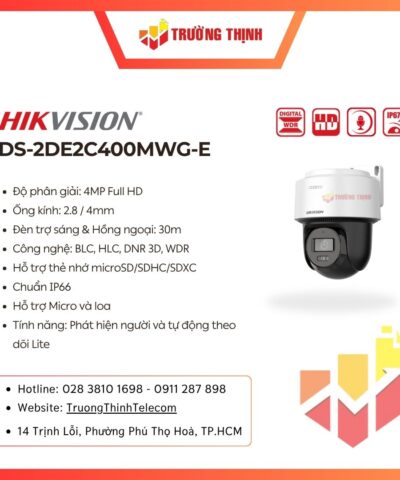 Camera PT Mini Hikvision 4MP DS-2DE2C400MWG-E Smart Hybird Light