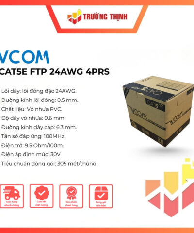 Cáp mạng VCOM CAT5E FTP vỏ PVC 4PRS (305m/Cuộn)