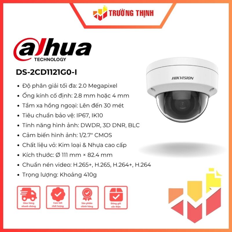 Camera IP bán cầu 2MP 1080P Hikvision DS-2CD1121G0-I