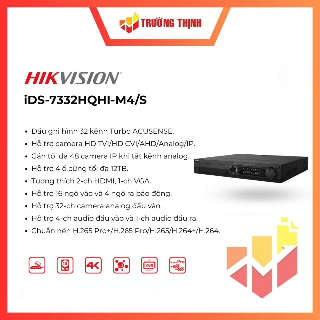 Đầu ghi hình TURBO 32 kênh HIKVISION iDS-7332HQHI-M4/S giá rẻ