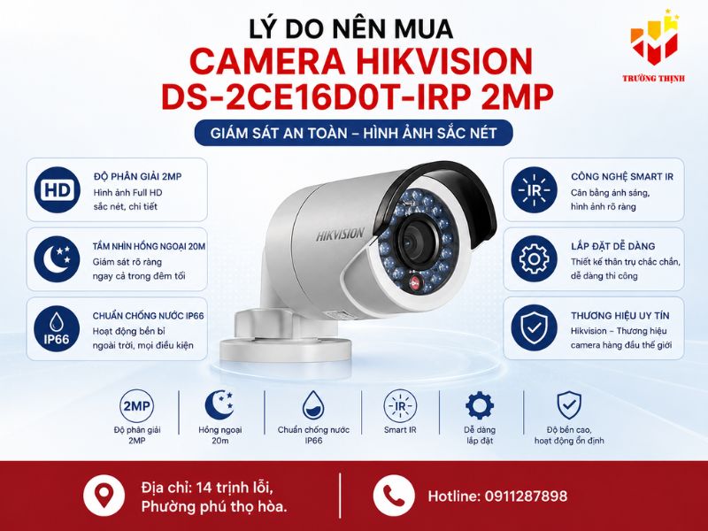 Lý do nên mua camera Hikvision DS-2CE16D0T-IRP 2MP
