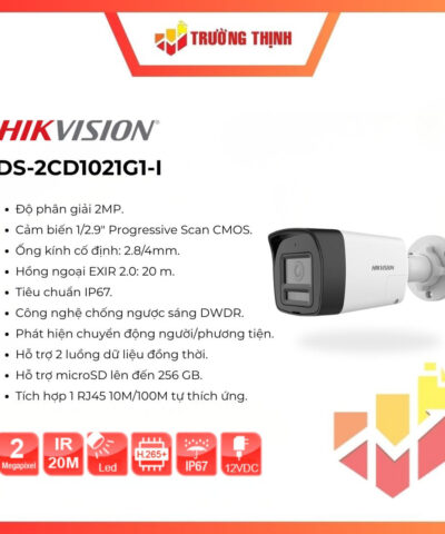Camera IP thân trụ hồng ngoại HikVision DS-2CD1021G1-I 2MP