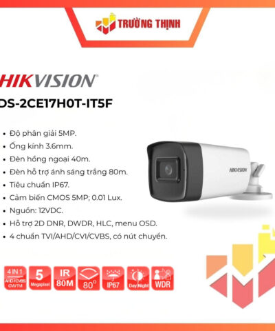 Camera HDTVI Hikvision 5MP 4 in 1 DS-2CE17H0T-IT5F
