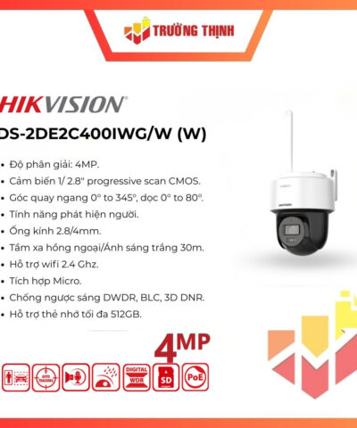 Camera IP wifi Hikvision 4MP DS-2DE2C400IWG/W (W)