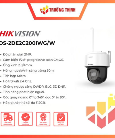Camera IP Hikvision Mini PT 2MP DS-2DE2C200IWG/W