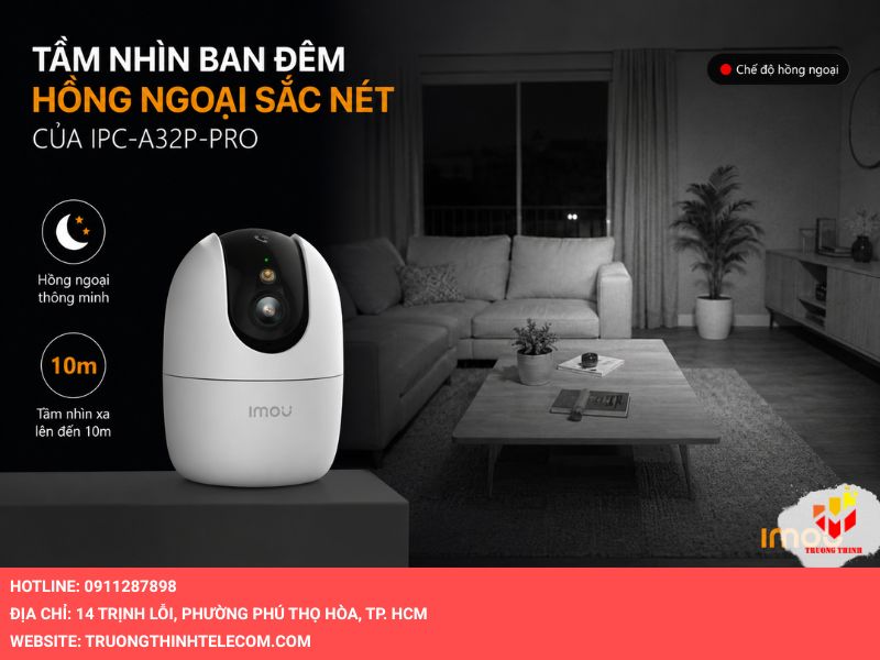 Tầm nhìn ban đêm hồng ngoại sắc nét của IPC-A32P-PRO