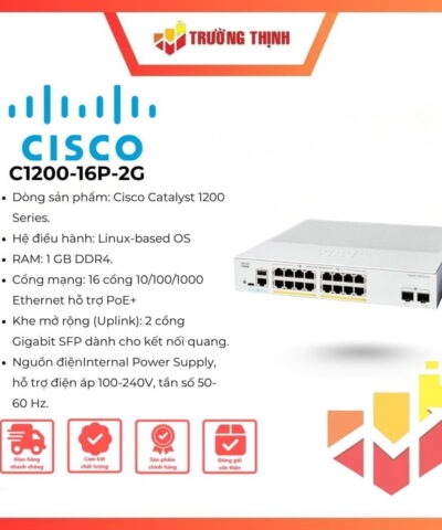Switch Cisco Catalyst 1200 C1200-16P-2G 16 Port PoE+