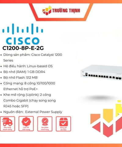 Switch Cisco Catalyst 1200 C1200-8P-E-2G 8 Port PoE+ (External PSU)