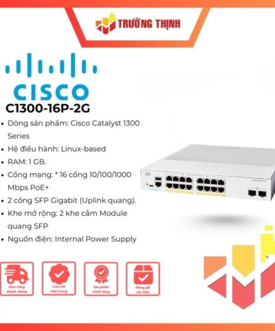 Switch Cisco Catalyst 1300 C1300-16P-2G 16 Port PoE+