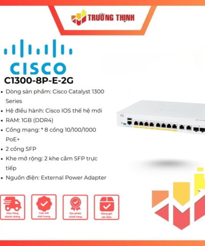 Switch Cisco Catalyst 1300 C1300-8P-E-2G 8 Port PoE+ (External PSU)