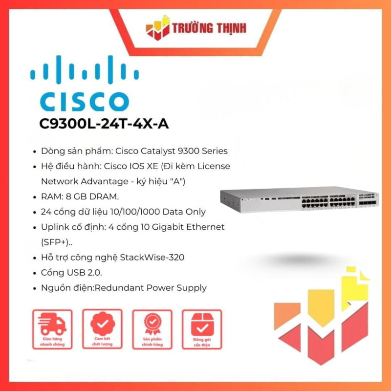 Cisco Catalyst 9300L 24-Port Switch – 4x10G Uplink