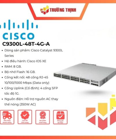 Cisco C9300L-48T-4G-A Catalyst 9300L 48-Port Switch, 4x1G Uplink