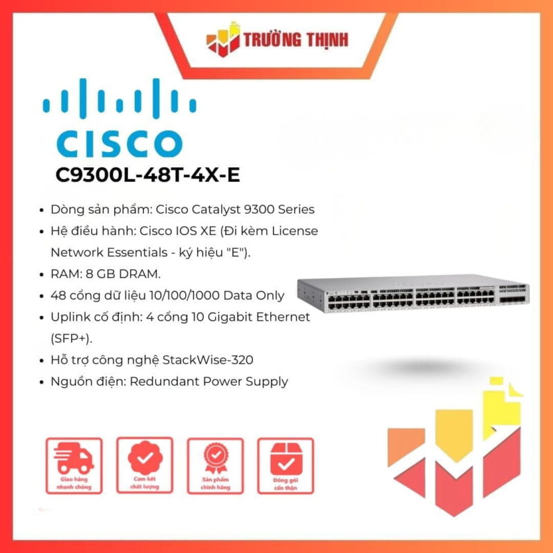 Cisco Catalyst 9300L 48-Port 1G Switch 4×10G SFP+ (NE)